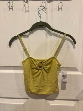 American Eagle Outfitters Olive Ring-Front Spaghetti Strap Crop Top